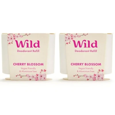 Image of Wild Cherry Blossom Refill Duo Pack Natural Refillable Deodorant Vegan &amp; Eco Friendly Aluminium Free Long Lasting Protection 100% Ingredients 2 of 40g Refills