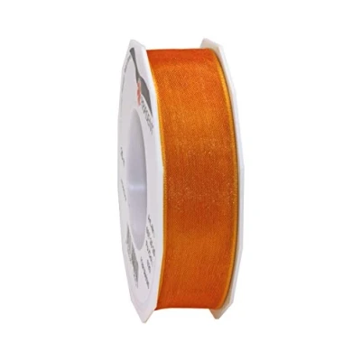 Image of Präsent Four Seasons Organza Wired Edge Ribbon Tangerine 25 mm Width, m Length