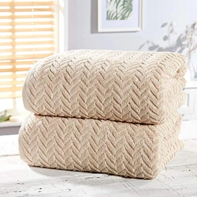 Image of Rapport Herringbone 2 Piece Bath Sheet Towel Bale Natural 100% Cotton one size HERTWL PC NATU