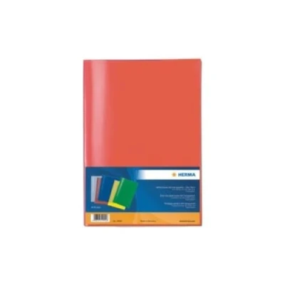Image of HERMA Clear Exercise Book cover A4, made of wipeable and sturdy plastic, slip on jackets for school, pack 10, assorted colours,19992