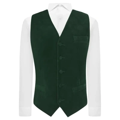 Image of King &amp; Priory Dark Green Velvet Waistcoat XXXL