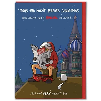 Image of Brainbox Candy Hilariously Funny Christmas Cards &#039;Special Delivery&#039; Cheeky Xmas For Him Her Seasonal Humour Family Friends Mates