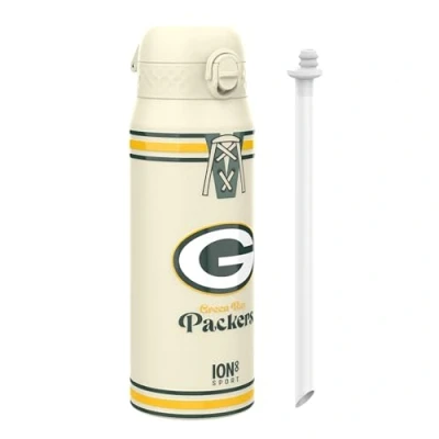 Image of Ion8 NFL Packers Sports Thermal water Bottle with Removable Straw, 750ml/24oz, Leak proof Vacuum Insulated Drinking Bottle, Easy to Open, Secure Lock, Dishwasher Safe, Flip Cover, Metal