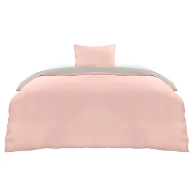 Image of Utopia Bedding Bettwäsche 135x200 Set Mikrofaser Bettbezug cm + 1 Kissenbezug 80x80 Grau/Rosa