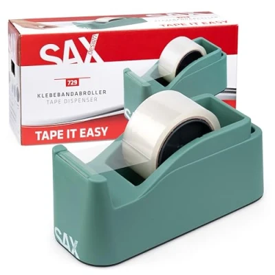 Image of SAX Tape It Easy XXL One Hand Dispenser Extra Heavy Duty Parcel with Pin Holder Function, Non Slip, Sage Green