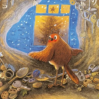 Image of Museums &amp; Galleries Christmas Cards Pack of 8 Robin in Treehouse I&#039;ll Get Us That Star! Eco Friendly and Recyclable