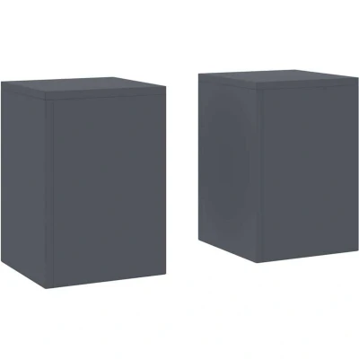 Image of vidaXL Outdoor Plant Stands Pillar 2 pcs Anthracite 24x24x35 cm Steel