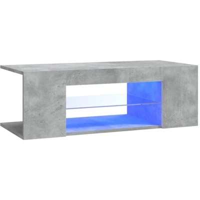 Image of vidaXL Modern TV Cabinet with LED Lights and USB Power Source, Sturdy Engineered Wood Construction, Concrete Grey, 90x39x30 cm, Easy to Clean