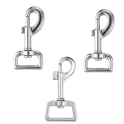 Image of 3 PCS Dog Lead Clips Square Eye 360 Leash Swivel Snap Hook Heavy Duty Trigger Clasp Buckle for Connecting Pet Collars Keychains