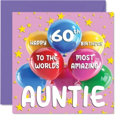 Image of 59th Auntie Birthday Card World&#039;s Most Amazing Happy for from Nephew Niece, 145mm x Age 59 Fifty Nine Greeting Cards Aunt Aunty
