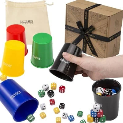 Image of Jaques of London Liars Dice Family Games Set &amp; Cup Classic Board Since 1795