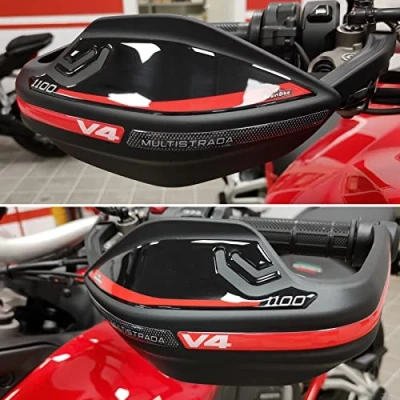 Image of Resin Bike Motorcycle 3D Stickers Compatible with Ducati Multistrada V4 1100 2021. Handguards Protection from Bumps and Scratches. Pair of Black Red Gadget Moto