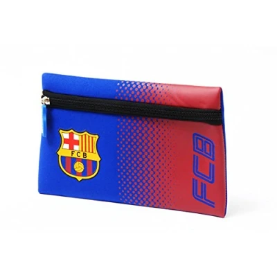 Image of FC Barcelona Official Football Crest Design Fade Flat Pencil Case (One Size) (Red/Blue)