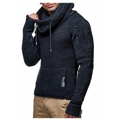 Image of Leif Nelson Men&#039;s Pullover Knit Sweater Chunky Shawl Collar LN 5060 Black Large