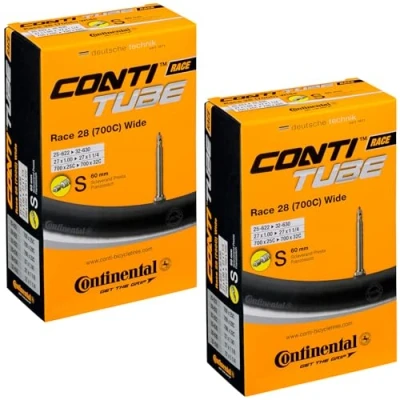 Image of Continental Race 28 700 x 25 32c Bike Inner Tubes with Presta 60mm Valve (Pair),Black