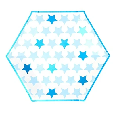Image of Neviti 775479 Little Star Blue Large Paper Plate 8 Pack, 27 x 0.5