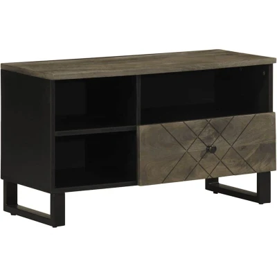 Image of vidaXL TV Cabinet Black 80x33x46 cm Solid Wood Mango
