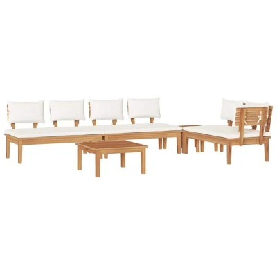 Image of vidaXL 5 Piece Garden Dining Set with Cushions Solid Teak Wood