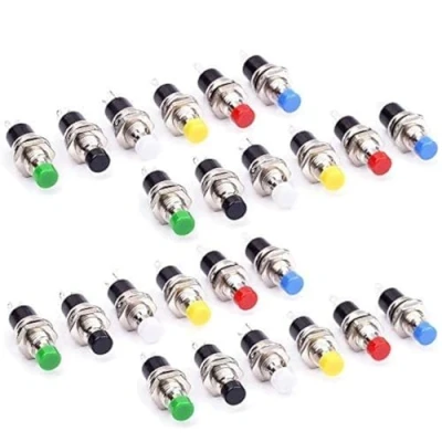 Image of GTIWUNG 24Pcs 1A 250V AC 2Pins SPST Momentary Mini Push Button Switch Normal Open, 7mm for Arduino DIY