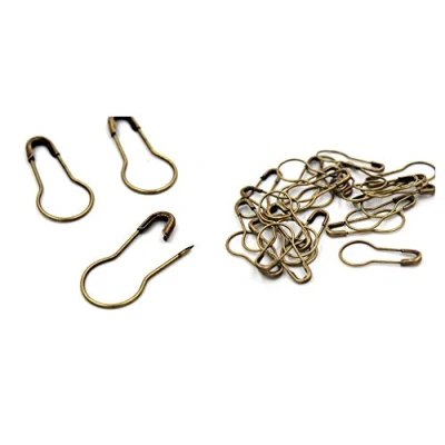 Image of First Steps 50 x Calabash Small Pear Shape Safety Pins Tiny 21mm 2cm Stitch Marker (Bronze)