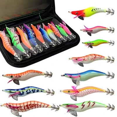 Image of Croch 10Pcs Fishing Squid Jig Luminous Shrimp Lure for Octopus Cuttlefish