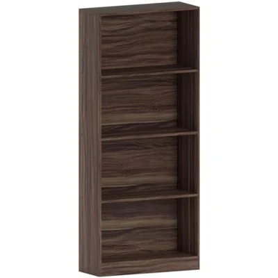 Image of Vida Designs Cambridge 4 Tier Large Bookcase, Walnut Wooden Shelving Display Storage Unit Office Living Room Furniture