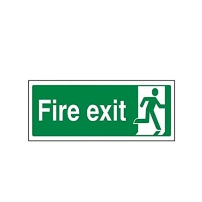 Image of VSafety Final Fire Exit Man Right Sign Landscape 300mm x 100mm 1mm Rigid Plastic