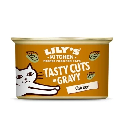 Image of Lily&#039;s Kitchen Natural Adult Wet Cat Food Tin Chicken Tasty Cuts in Gravy Grain Free Recipe 24 x 85g