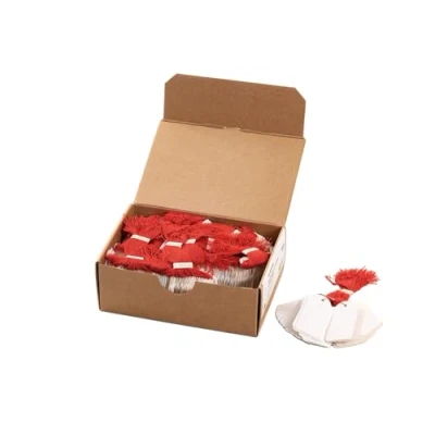 Image of HERMA Hanging Tags with Red Thread, 1000 Pieces, 32 x 50 mm, Thread Length approx. 8 cm, Large Cardboard Price Tags, Marking Labels, Writable White