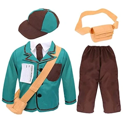 Image of Boys 1940s School Boy Costume Small Fancy Dress Set Jacket + Trousers Satchel WW2 Curriculum Outfit