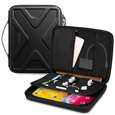 Image of SITHON Portfolio Sleeve Case for iPad Pro 13 M4 OLED 2024, Air M2 12.9 6th/5th/4th/3rd, Protective Shock Absorption Hard Shell Tablet Carrying Bag with Electronics Organizer,