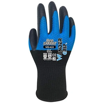 Image of Wondergrip Bee Smart WG 422 Safety Gloves Ultra Lightweight Liner HDML Coating series Knitting DuaLiner Technology High Grip &amp; Ergonomic Fit Blue Small