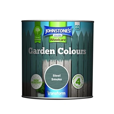 Image of Johnstone’s Garden Colours Steel Smoke Exterior Wood Paint Fade Resistant Suitable for Furniture Outdoors Fence Dry in 2 hours 12m2 Coverage per Litre 1L
