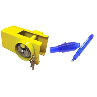 Image of MSA Heavy Duty Tow Hitch Lock &amp; Keys for Towing Caravan/Trailer + Security UV Pen