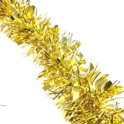 Image of HSD Christmas Tinsel Garland 2M (6.5ft) Xmas Metallic Chunky Fine Sparkle Shiny Tree Party Decorations (Chunky Gold)