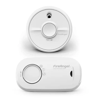 Image of FireAngel Smoke and Carbon Monoxide Alarm 2 Pack SB1 R Toast Proof Optical for Home FA3313 10 Year Life Detector with Replaceable Batteries CO Fire Safety Set