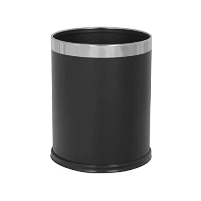 Image of Chabrias Ltd ROUND WASTE BASKET BIN 10L BLACK LEATHER