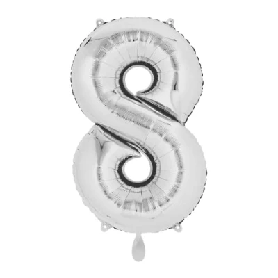 Image of Amscan 3196201 Mid Size Number 8 Silver