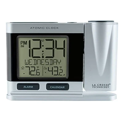 Image of La Crosse Technology 616 12667 INT Silver Atomic Projection Alarm Clock with Temperature