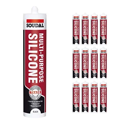 Image of Black Soudal Trade Silicone Multi Purpose Construction Sealant Acetoxy with Fungicide
