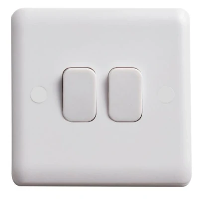 Image of Deta Vimark Curve 2 Gang Way 10 AX Plate Switch VC1204