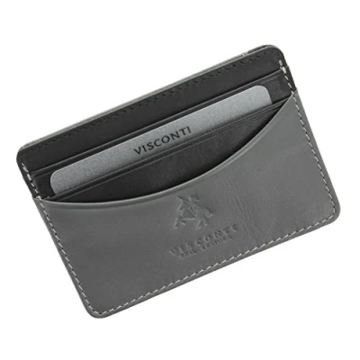Image of Visconti Lucca Collection Ramon Two Tone Slim Leather Credit Card Holder LC35 Grey Multi