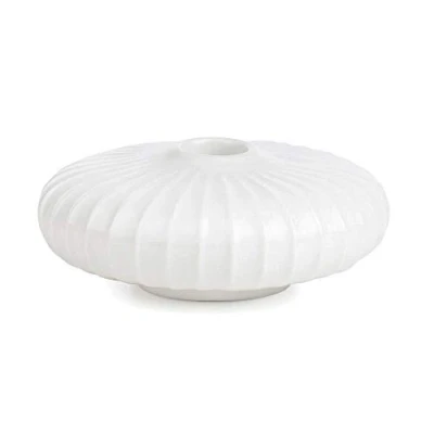 Image of Kähler Hammershøi Candle Holder Round Diameter 11.5 cm Danish Design Handmade White