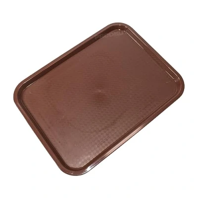 Image of Set of 4 Medium Brown 41cm Plastic Food Canteen Serving Trays