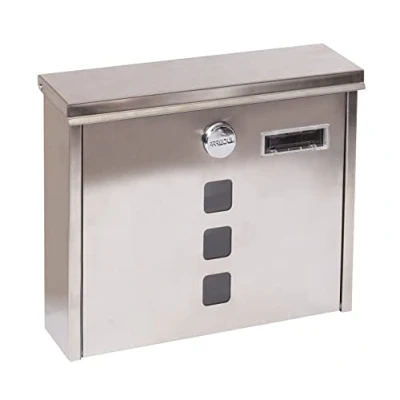 Image of ARREGUI Chance E7107 Stainless Steel Letter Box, Size M (DIN A4), Wall Box with Protective Flaps for Display and Lock, Easy Assembly,