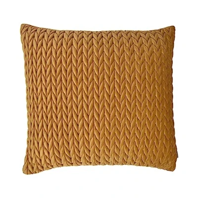 Image of Laurence Llewelyn Bowen Orange Gold Plain Plaited Cushion 43 x 43cm Velvet with Filling/Padding Included Crotchet Amory Collection of Plait Cushions