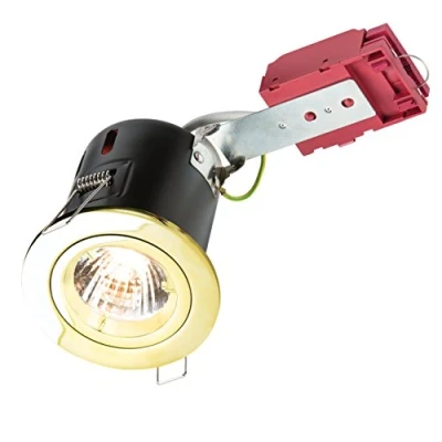 Image of KnightsBridge GU10 50W 230V LED Compatible IC Fire Rated Fixed Downlight Brass