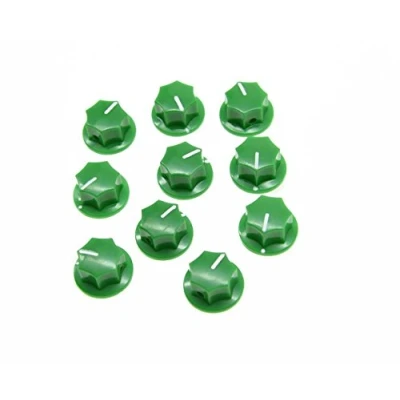 Image of KAISH Pack of 10 Green Mini MXR Style Skirted AMP Knob Brass Insert Effect Pedal Knobs
