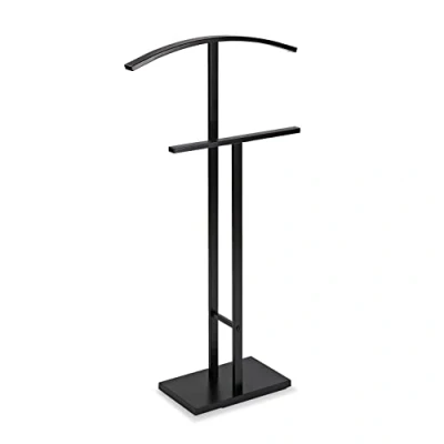 Image of Versa Lund Valet stand Multifunctional with 2 Hangers or for Men&#039;s Women&#039;s Clothes, Measurements (H x L W) 100 20 40 cm, Steel, Colour Black