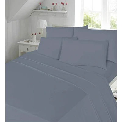 Image of Select ED® Luxuries Flannelette Brushed Cotton Sheet Set (Fitted + Flat Pillow Case) Bedding (Single, Grey)